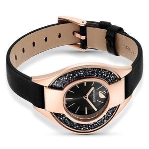 Swarovski Crystalline Sporty Women's Black Dial & Black Crystal with Leather Strap Watch