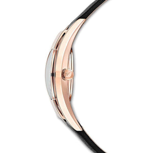 Swarovski Crystalline Sporty Women's Black Dial & Black Crystal with Leather Strap Watch