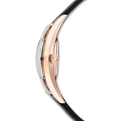 Swarovski Crystalline Sporty Women's Black Dial & Black Crystal with Leather Strap Watch