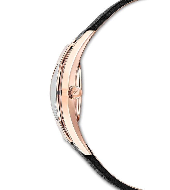 Swarovski Crystalline Sporty Women's Black Dial & Black Crystal with Leather Strap Watch