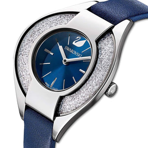 Swarovski Crystalline Sporty Women's Blue Dial & White Crystal with Blue Leather Strap Watch