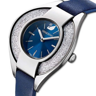 Swarovski Crystalline Sporty Women's Blue Dial & White Crystal with Blue Leather Strap Watch