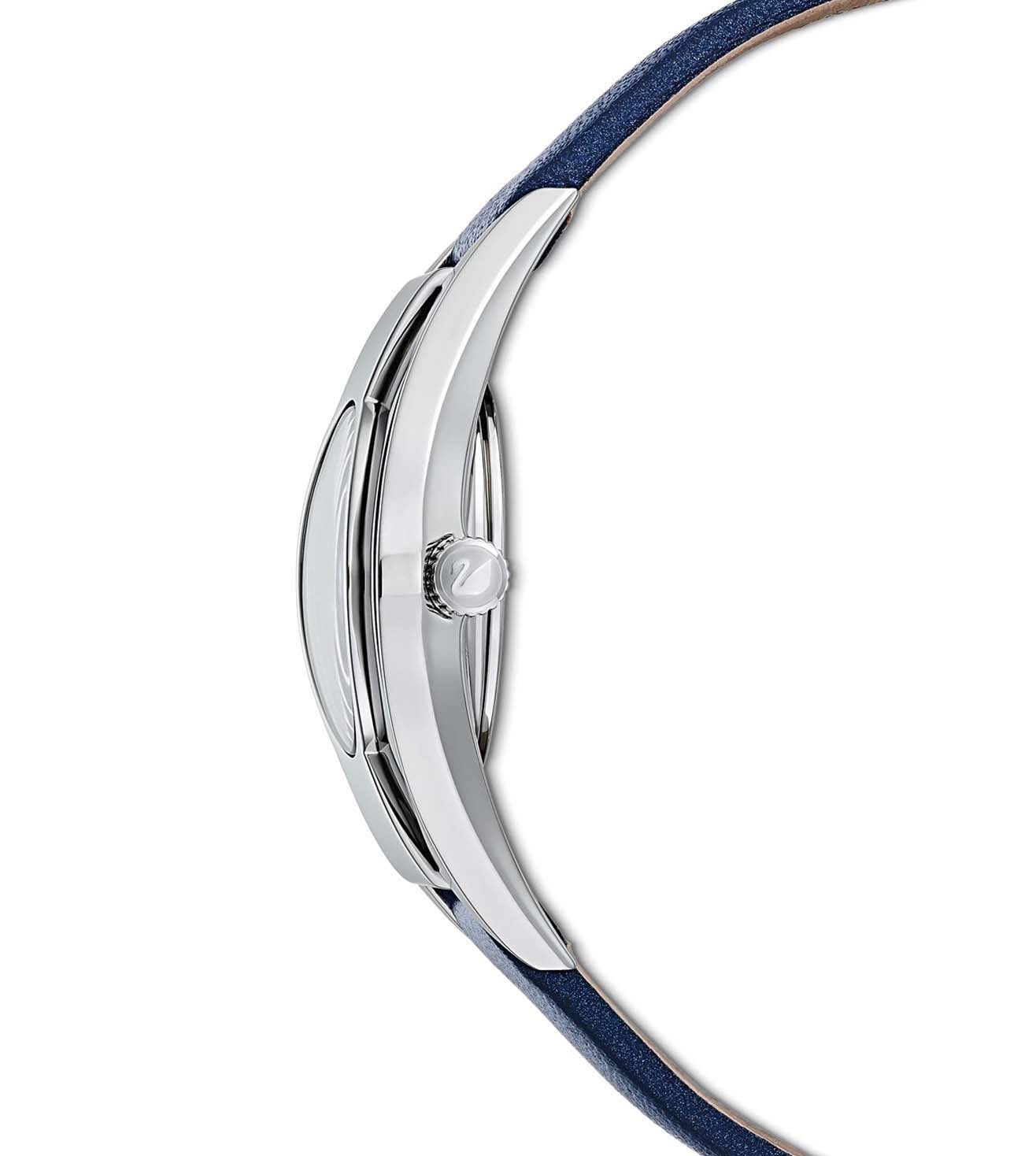 Swarovski Crystalline Sporty Women's Blue Dial & White Crystal with Blue Leather Strap Watch