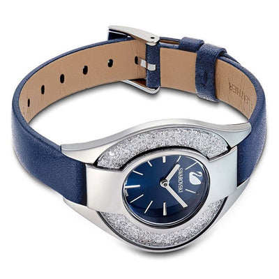 Swarovski Crystalline Sporty Women's Blue Dial & White Crystal with Blue Leather Strap Watch