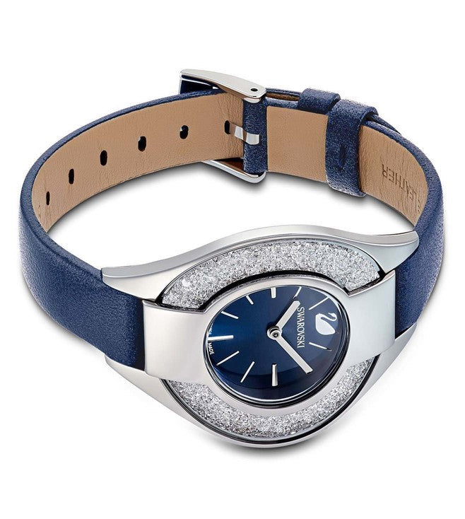 Swarovski Crystalline Sporty Women's Blue Dial & White Crystal with Blue Leather Strap Watch