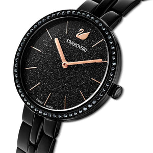 Swarovski Cosmopolitan Black Dial & Chain Watch for Women