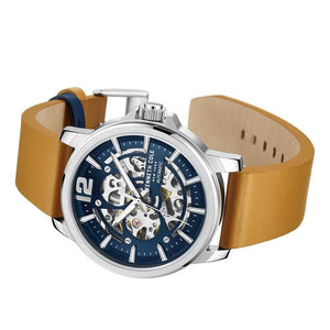 Kenneth Cole Auto Skeleton Blue Dial Tan Leather Men's Watch