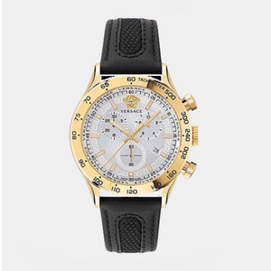 Hellenyium Men Quartz White Dial Chronograph Leather Watch VE2U00222