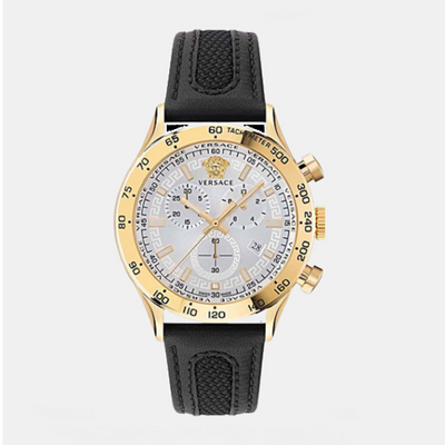 Hellenyium Men Quartz White Dial Chronograph Leather Watch VE2U00222