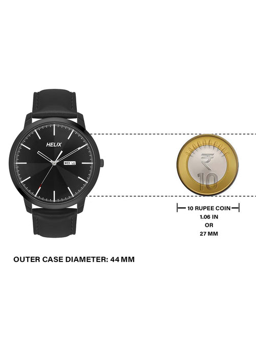 Helix Analog Men Black Leather