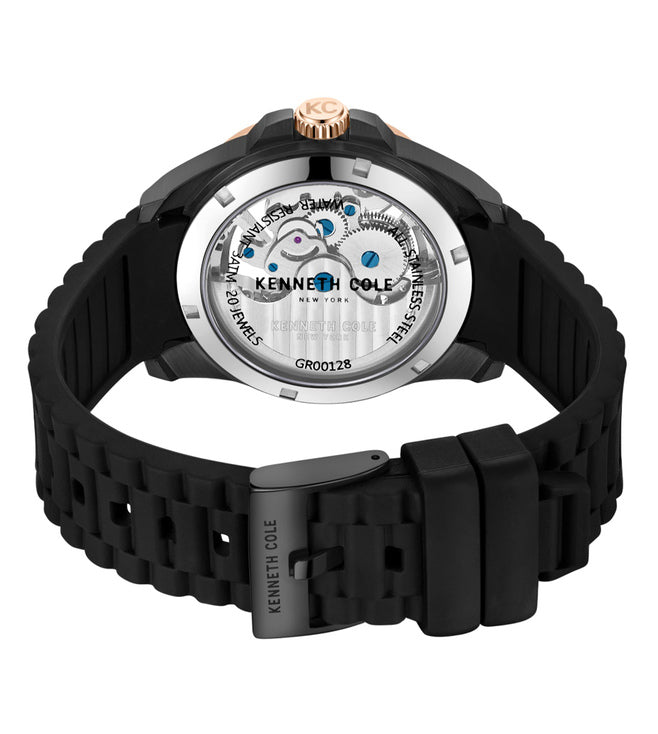 Kenneth Cole Men's Automatic Black Dial & Silicone Strap Watch
