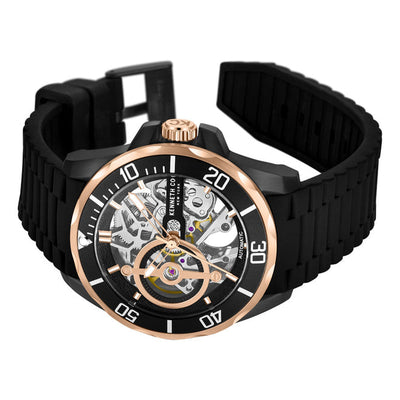 Kenneth Cole Men's Automatic Black Dial & Silicone Strap Watch