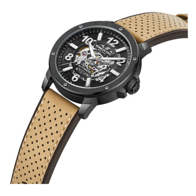 Kenneth Cole Men's Automatic Black Dial & Brown Leather Strap Watch