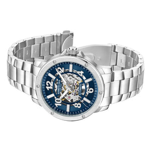 Kenneth Cole Auto Skeleton Blue Dial Silver Chain Watch for Men