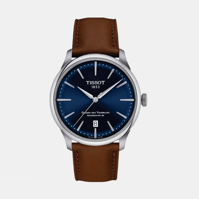 Chemin Des Tourelles Men Automatic Blue Dial Analog Leather Watch T1398071604100