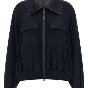 Brunello Cucinelli Shiny Zipper Pull Sweatshirt