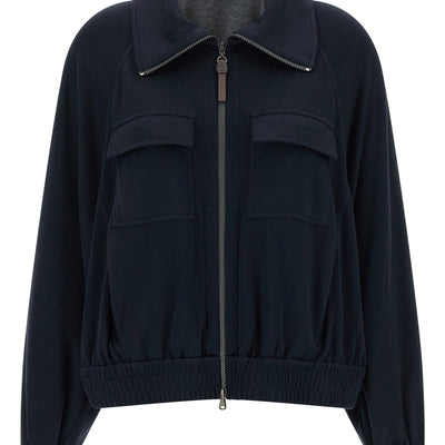 Brunello Cucinelli Shiny Zipper Pull Sweatshirt
