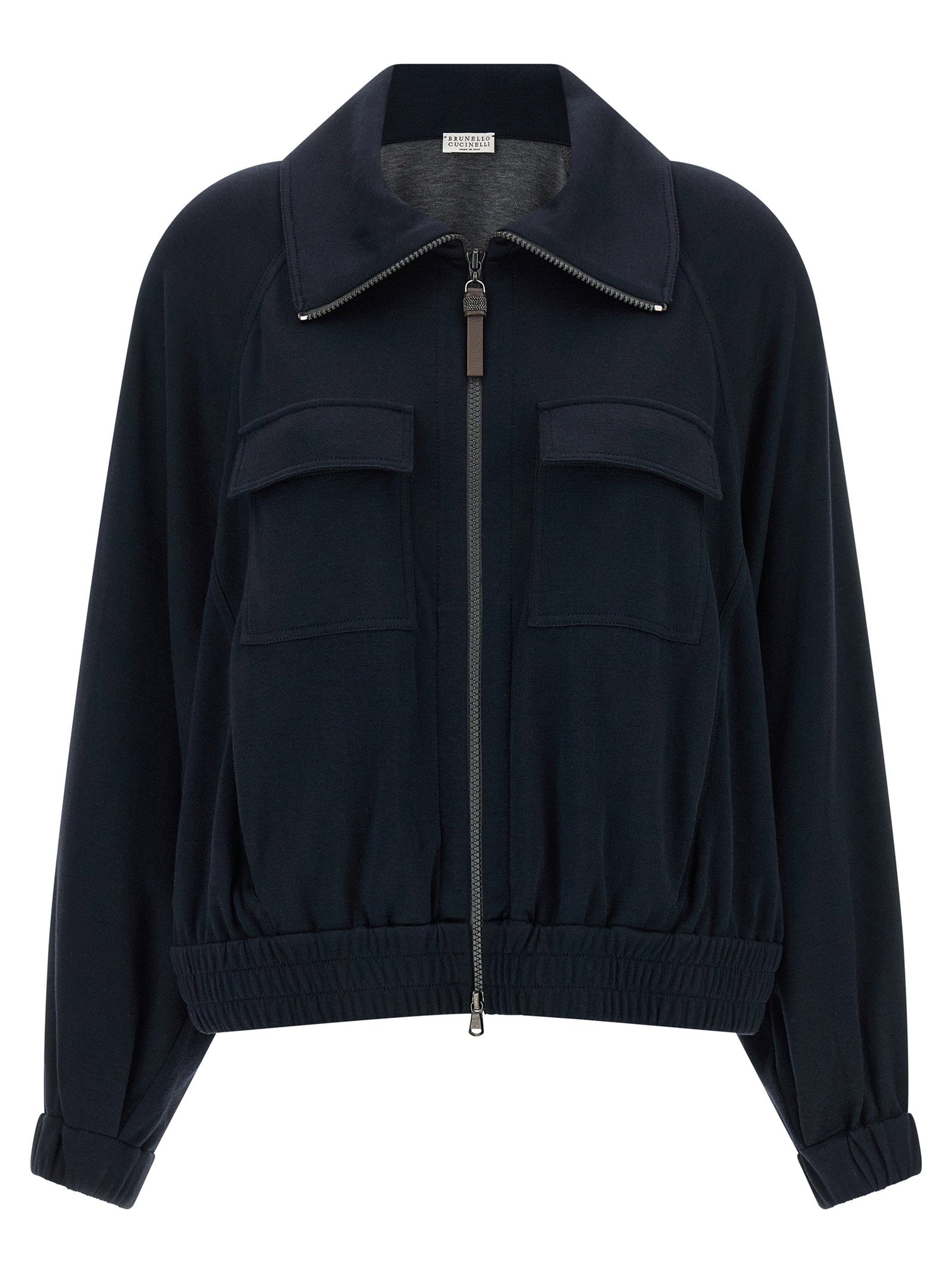 Brunello Cucinelli Shiny Zipper Pull Sweatshirt