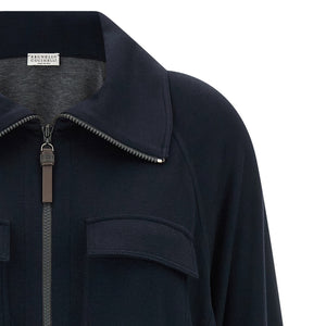 Brunello Cucinelli Shiny Zipper Pull Sweatshirt