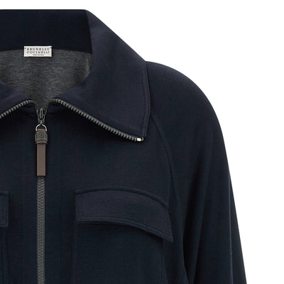 Brunello Cucinelli Shiny Zipper Pull Sweatshirt