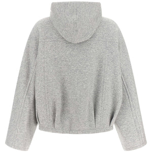 Brunello Cucinelli Shiny Zipper Pull Cropped Hoodie