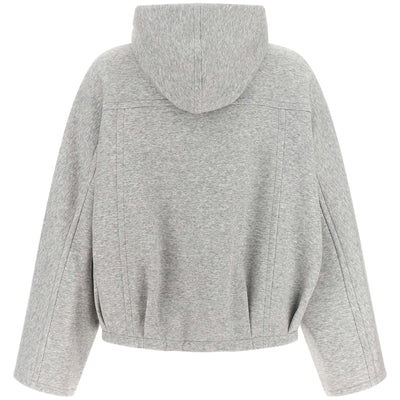 Brunello Cucinelli Shiny Zipper Pull Cropped Hoodie