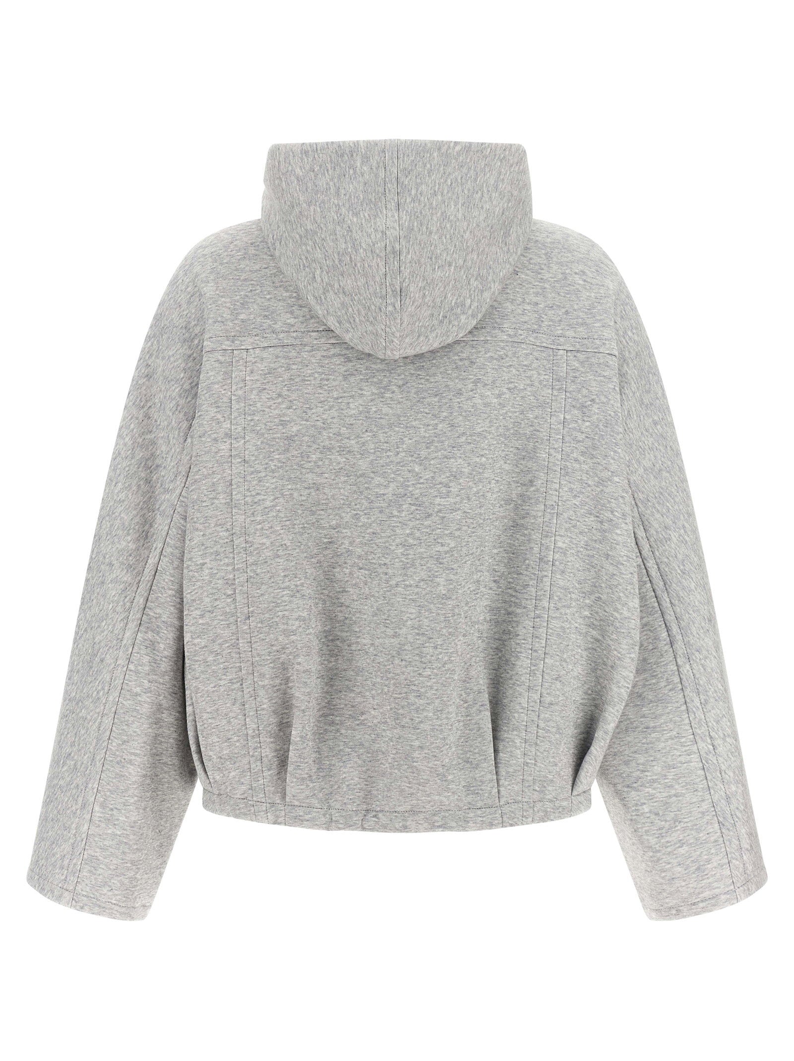 Brunello Cucinelli Shiny Zipper Pull Cropped Hoodie