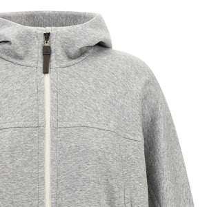Brunello Cucinelli Shiny Zipper Pull Cropped Hoodie