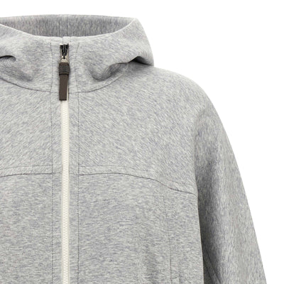 Brunello Cucinelli Shiny Zipper Pull Cropped Hoodie
