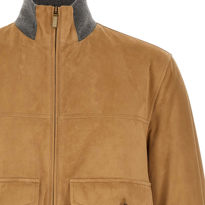 Brunello Cucinelli Padded Suede Bomber Jacket