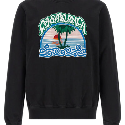 Casablanca Palm Tree Emblem Embroidered Sweatshirt