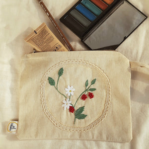Berry Pretty Hand Embroidered Utility Pouch