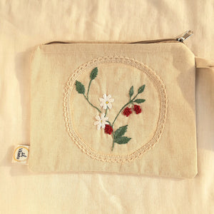 Berry Pretty Hand Embroidered Utility Pouch
