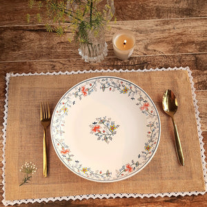 Beige - Embroidered Jute Table Mat - Dandelion (Set of 4)