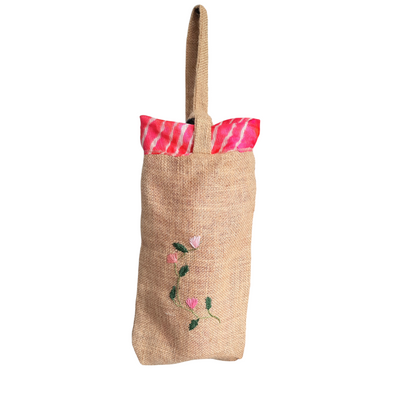 Beige - Jute Wine/Water Holding Bag