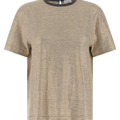 Brunello Cucinelli Shiny Collar Detail T-shirt