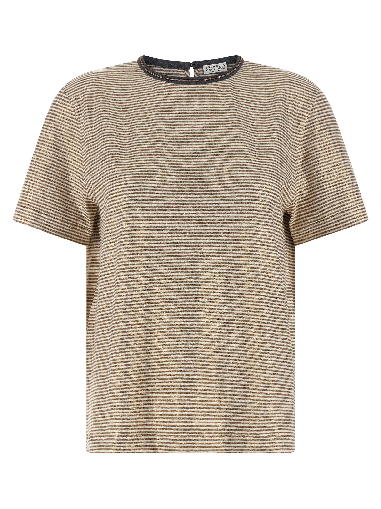 Brunello Cucinelli Shiny Collar Detail T-shirt