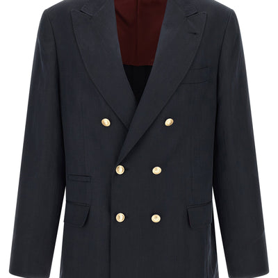 Brunello Cucinelli Silk Twill And Linen Délavé Blazer