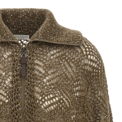 Brunello Cucinelli Dazzling Abstract Leaf Cardigan