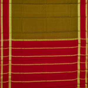 Olive Green Mysore Plain Crepe Silk Saree With Mango Motifs-Olive Green