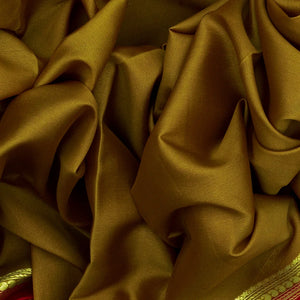 Olive Green Mysore Plain Crepe Silk Saree With Mango Motifs-Olive Green