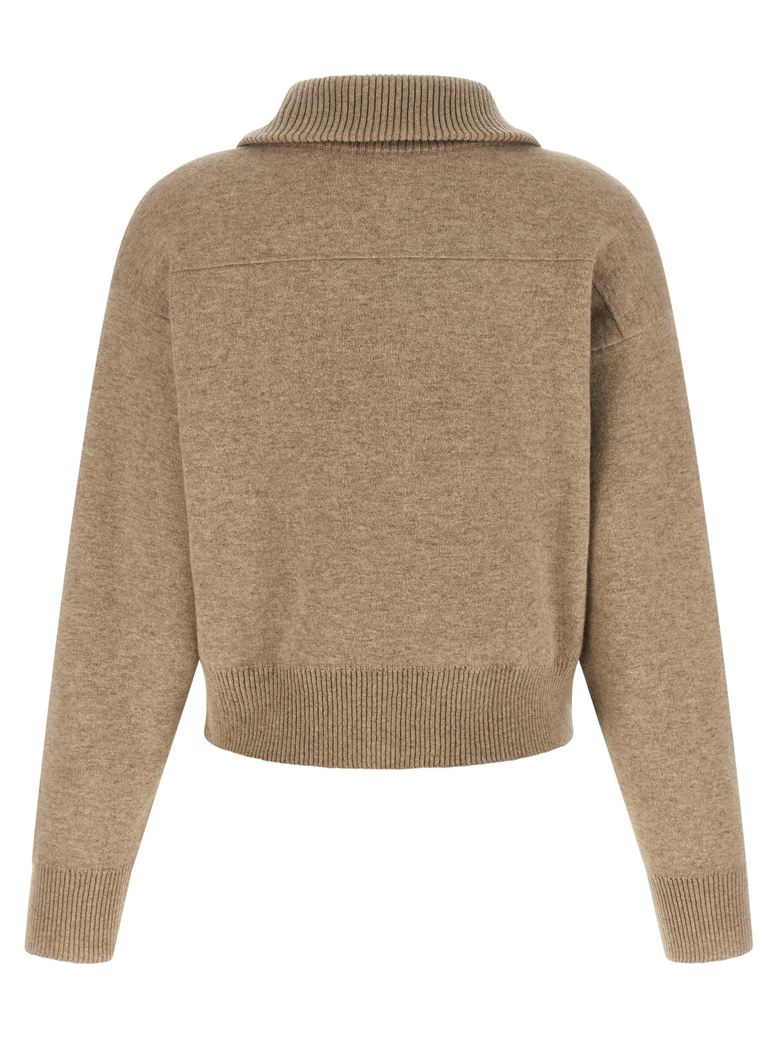 Brunello Cucinelli Shiny Zipper Pull Wool Cardigan