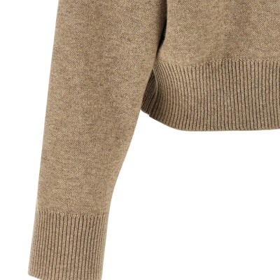 Brunello Cucinelli Shiny Zipper Pull Wool Cardigan