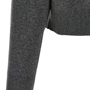 Brunello Cucinelli Shiny Zipper Pull Wool Cardigan