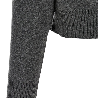 Brunello Cucinelli Shiny Zipper Pull Wool Cardigan