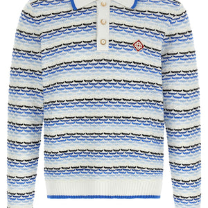 Casablanca Tuck Stitch Long Sleeve Polo Shirt