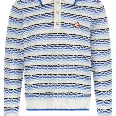 Casablanca Tuck Stitch Long Sleeve Polo Shirt