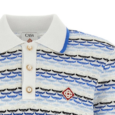 Casablanca Tuck Stitch Long Sleeve Polo Shirt