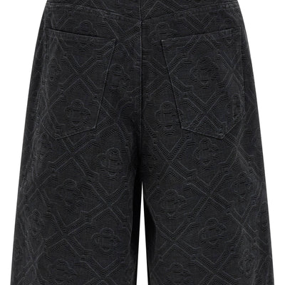 Casablanca Laser Monogram Denim Bermuda Shorts