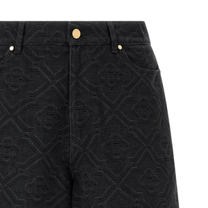 Casablanca Laser Monogram Denim Bermuda Shorts